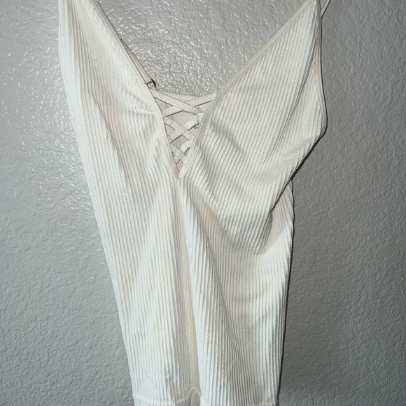 Free People Lace up ribbed white tank top - Picture 1 of 4